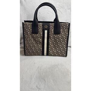 DKNY Carol Tote Handbag Womens Purse Logo 100% Polyester Stiff Double Handle